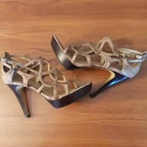 Nine West Moc Snake Skin Platform Heels 7.5